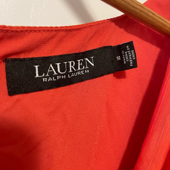 Lauren Ralph Lauren Orange Chiffon Floral Print Wrap Dress - Picture 10 of 10